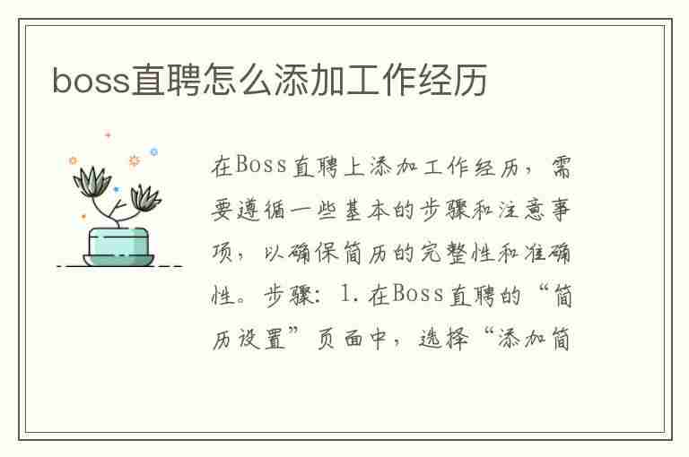 boss直聘怎么添加工作经历